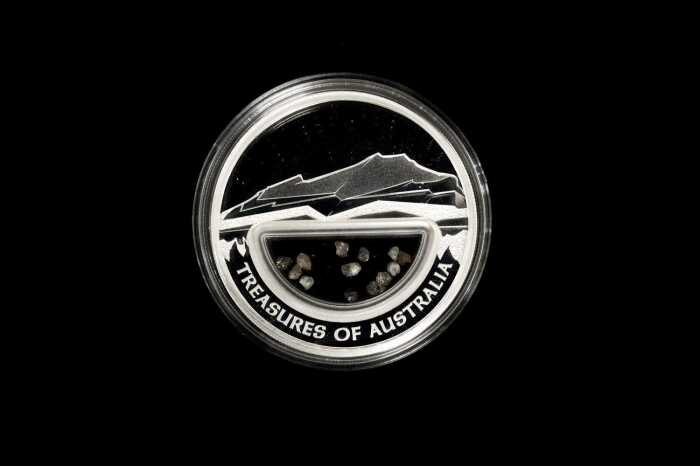 2009 Treasures of Australia Diamonds $1 0.999 silver proof coin, 1 troy ounce