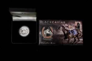 Black Caviar coin and PNC set, including 0.999 silver proof coin, 1 troy ounce
