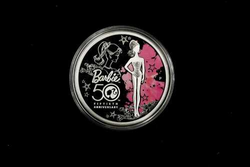 2009 Barbie 50th Anniversary commemorative $1 0.999 silver proof coin, 1 troy ounce