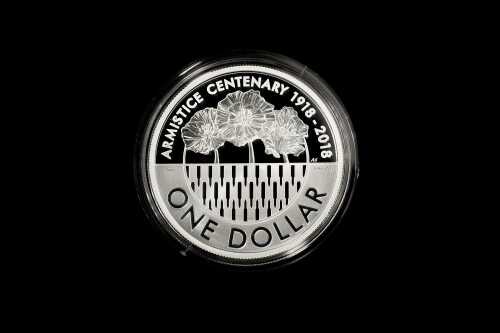 2018 Armistice Centenary $1 fine 0.999 silver proof coin, 1 troy ounce