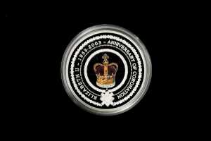 2003 Queen Elizabeth II Golden Jubilee of Coronation $1 0.999 silver proof-like coin, 1 troy ounce
