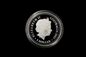 2003 Queen Elizabeth II Golden Jubilee of Coronation $1 0.999 silver proof-like coin, 1 troy ounce - 2