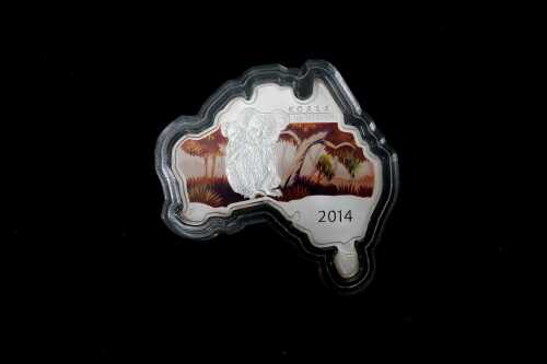 Australian Map Shaped Koala 2014 $1 silver coin, 1oz