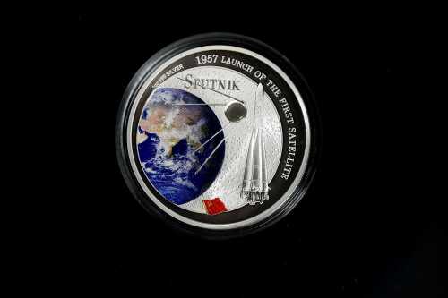 2007 Sputnik 50th Anniversary Fiji $2 0.999 silver proof-like coin, 1 troy ounce