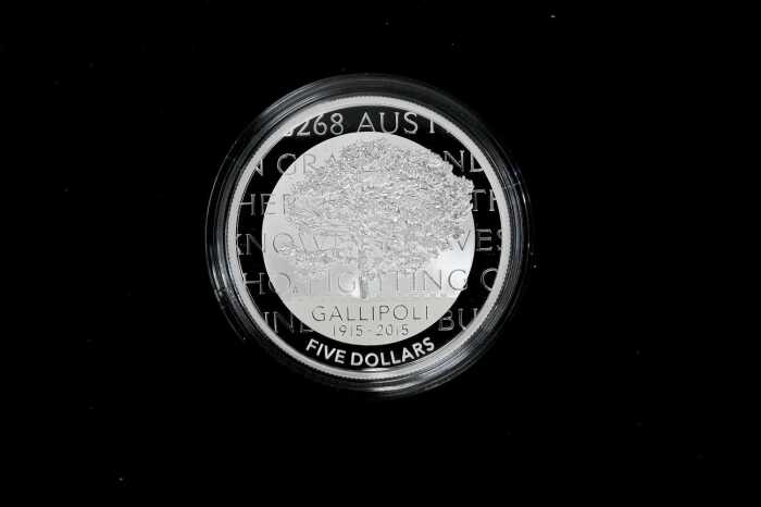 2015 Centenary of the Gallipoli Landing $5 fine 0.999 silver proof coin, 1 troy ounce