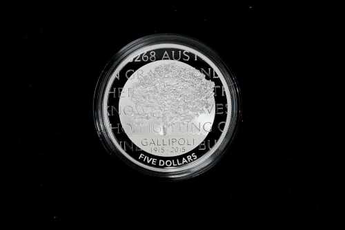 2015 Centenary of the Gallipoli Landing $5 fine 0.999 silver proof coin, 1 troy ounce