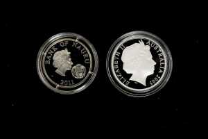 Two commemorative coins, One 0.999 and one 0.500 silver, totalling 23.36 grams - 2