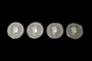 2012 Battle for Australia 1942 $1 0.999 silver proof four-coin set, totalling 100 grams - 2