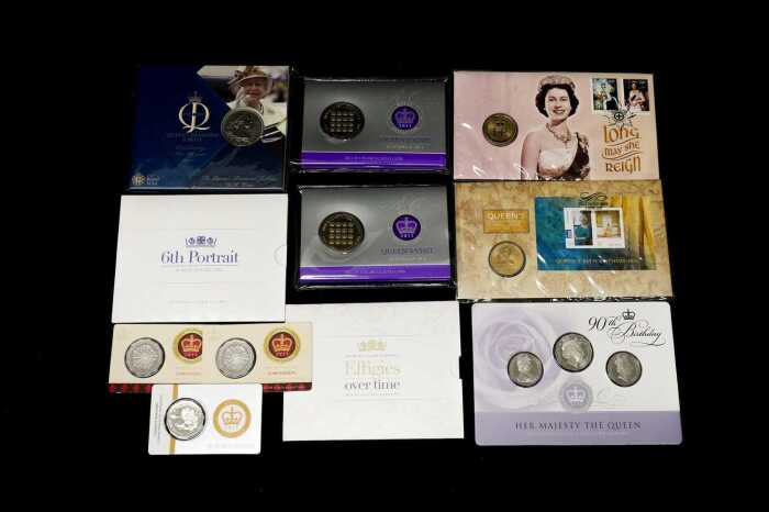Group of assorted H.M. Queen Elizabeth II collectable coins and PNCs