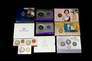 Group of assorted H.M. Queen Elizabeth II collectable coins and PNCs