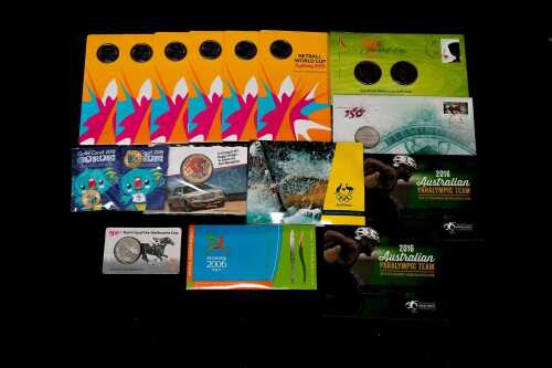 Group of assorted sporting themed collectable coins