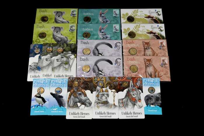 Group of assorted animal themed collectable coins and PNCs