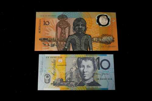 Two polymer $10 banknotes, 1988 and 1998