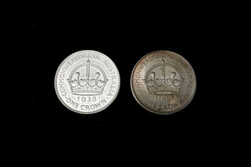 Two Australian silver Crowns