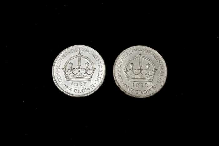 Two Australian silver Crowns