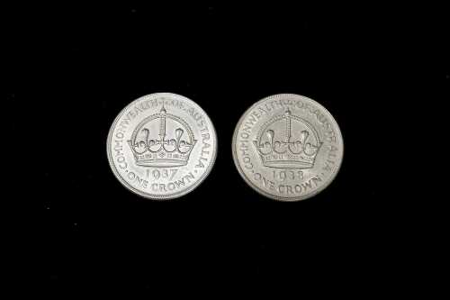 Two Australian silver Crowns