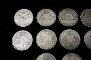 Ten Australian pre-decimal silver Florins - 2