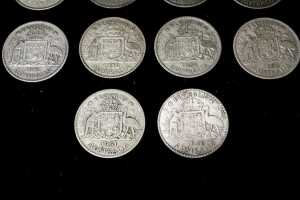 Ten Australian pre-decimal silver Florins - 4