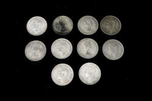 Ten Australian pre-decimal silver Florins - 5