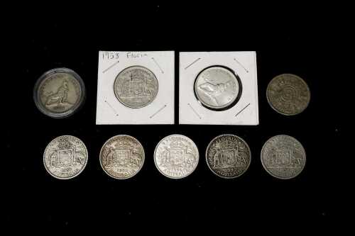 Nine Australian pre-decimal silver Florins