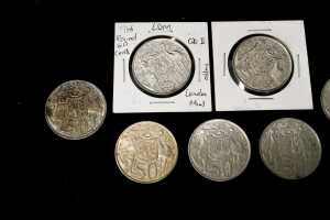 Seven Australian round 0.800 silver 50 cent coins - 3