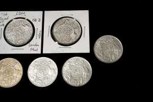 Seven Australian round 0.800 silver 50 cent coins - 4