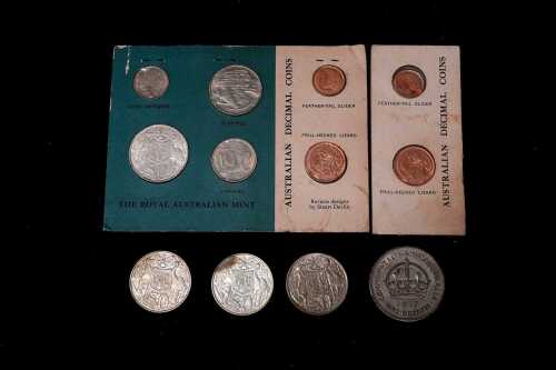 A group of Australian decimal coins and one crown