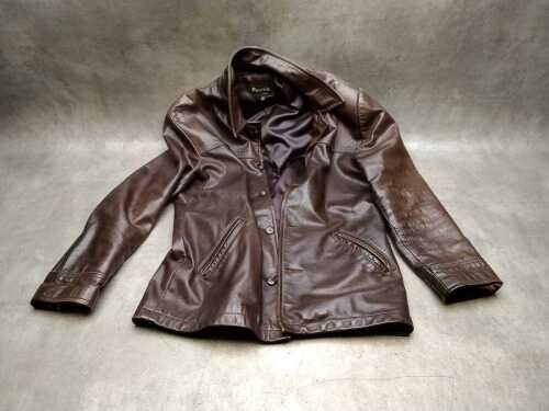 Politix brown leather jacket size L