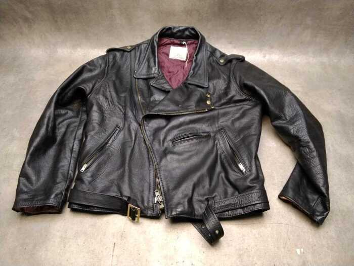 A & P black leather motorcycle jacket