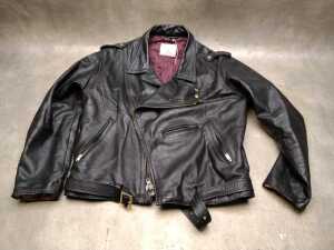 A & P black leather motorcycle jacket