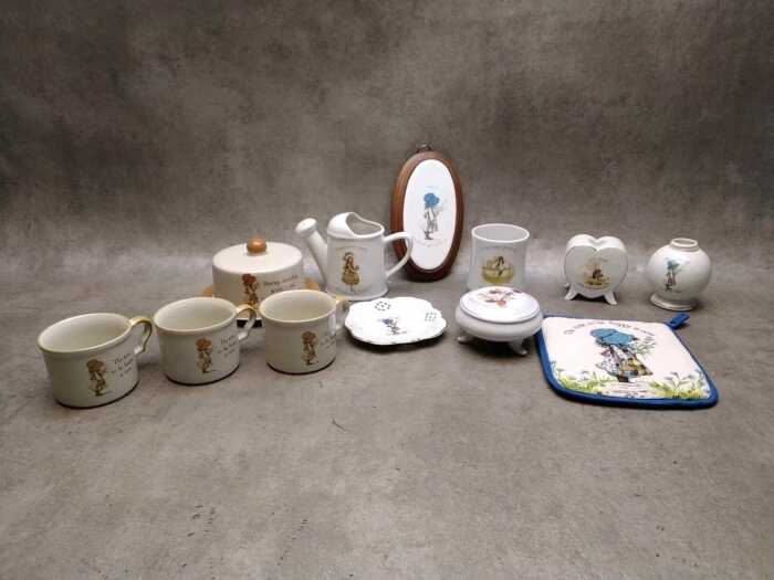 Holly Hobbie porcelain items, including butter dish with cloche
