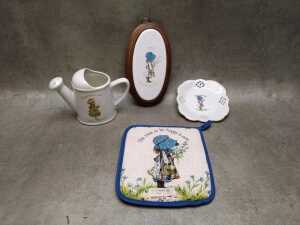 Holly Hobbie porcelain items, including butter dish with cloche - 2