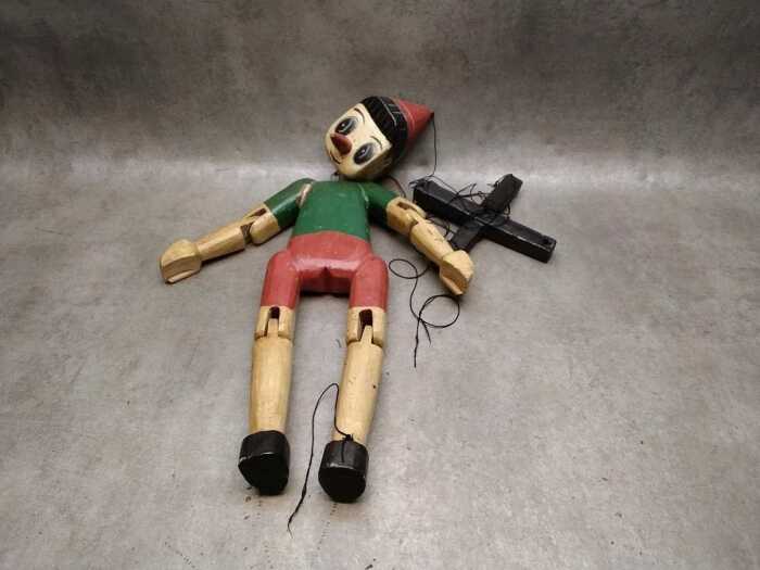 Pinocchio painted timber puppet