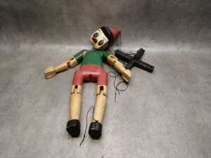 Pinocchio painted timber puppet