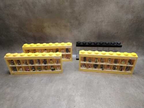 LEGO Minifigure black and yellow display cases, some minifigures included