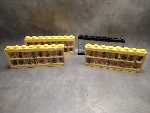 LEGO Minifigure black and yellow display cases, some minifigures included