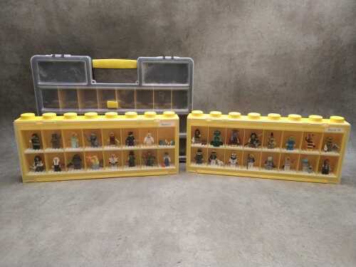 LEGO Minifigure yellow display cases, some minifigures included
