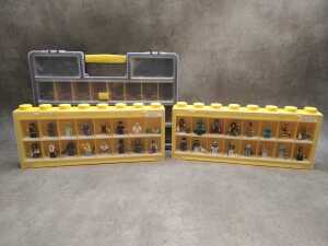 LEGO Minifigure yellow display cases, some minifigures included