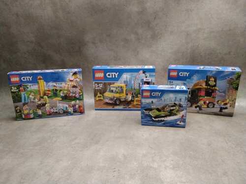 Four LEGO City sets, sealed