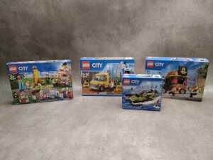 Four LEGO City sets, sealed