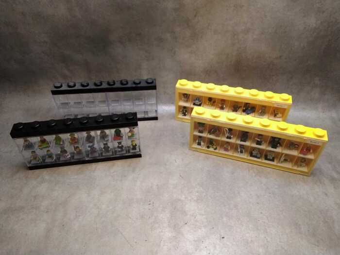 LEGO Minifigure black and yellow display cases, some minifigures included