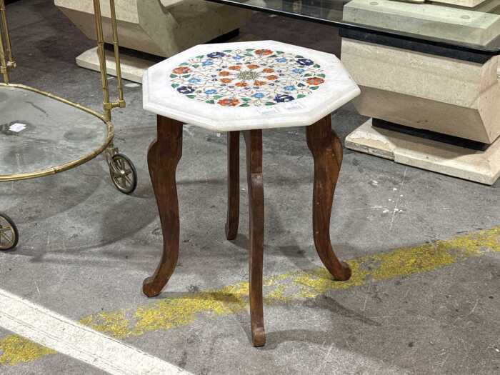 Indian pietra dura marble inlaid occasional table