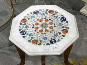 Indian pietra dura marble inlaid occasional table - 2