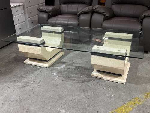 Postmodern glass-top coffee table