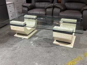 Postmodern glass-top coffee table