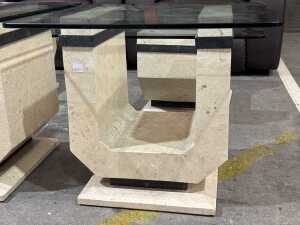 Postmodern glass top side tables - 2