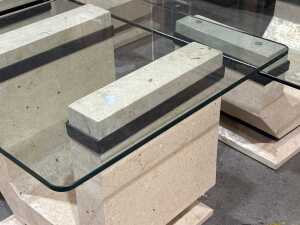 Postmodern glass top side tables - 3