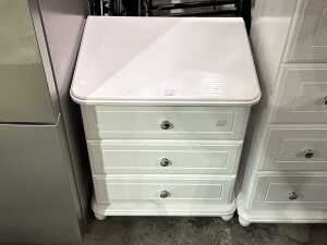White painted three-drawer bedside table - 2