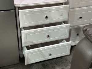 White painted three-drawer bedside table - 3