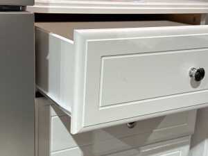 White painted three-drawer bedside table - 4